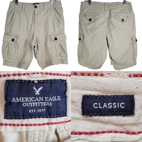 American Eagle Outfitters Other - American Eagle Mens 31 Khaki Cargo 10” Shorts Classic Fit Pockets Fatigue